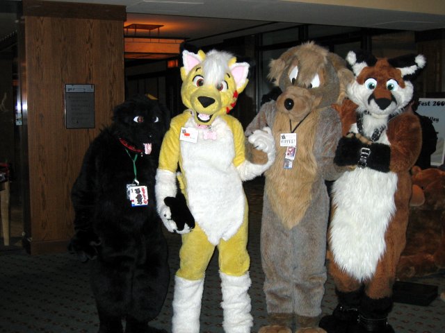 Four furs: Bricks Jr, Lucky Wolf, Yippee Coyote, and a fox